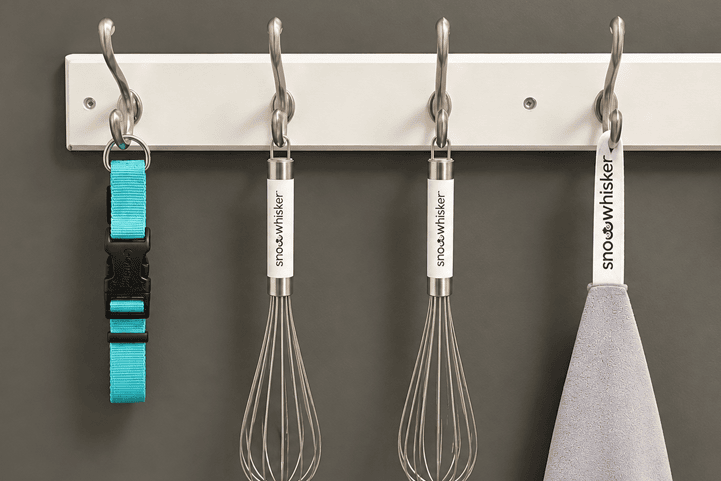 Handy Tools for your Doodle Cleanup. All three products shown conveniently hanging near other Doodle dog gear. 